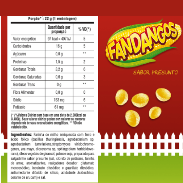 8 paczek Elma Chips Fandangos Przekąski kukurydziane o smaku szynki - 8 x 45 g (1,6 uncji) Opakowanie