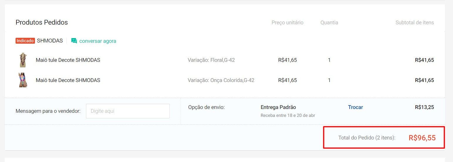 パーソナルショッパー | ブラジルから購入 - Maiô tule Decote SHMODAS - 2 アイテム (DDP)