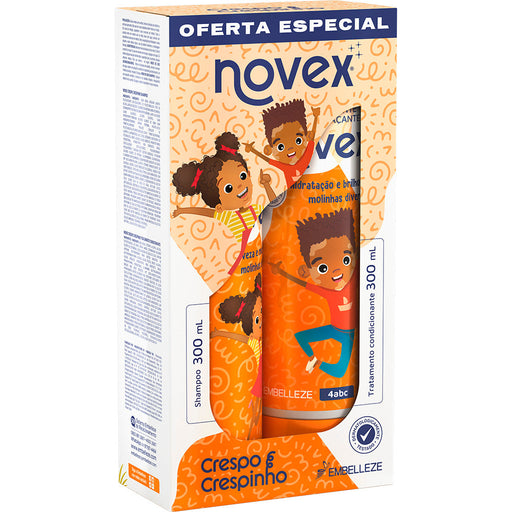 Novex Curly Kids Shampoo & Conditioner Kit – Nourishing Care for Coily Hair, 10.1 fl oz + 10.1 fl oz (300 ml + 300 ml) – front view – Buy now at MKPBR.COM – Worldwide Shipping