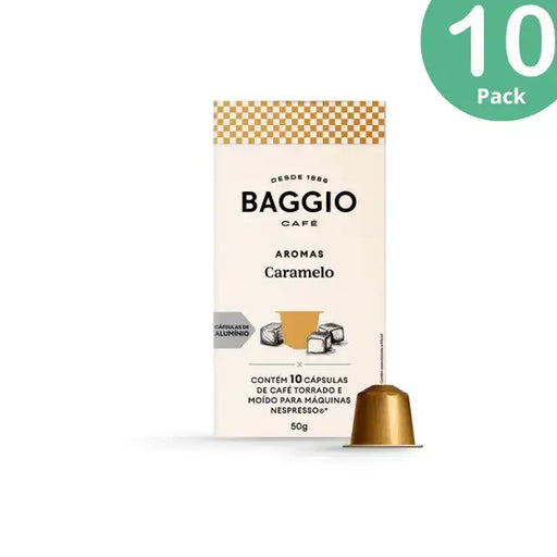 Pack of 10 BAGGIO Nespresso Capsules Aromas Caramelo - Box 10 Capsules (100 caps) MKPBR - Brazilian Brands Worldwide