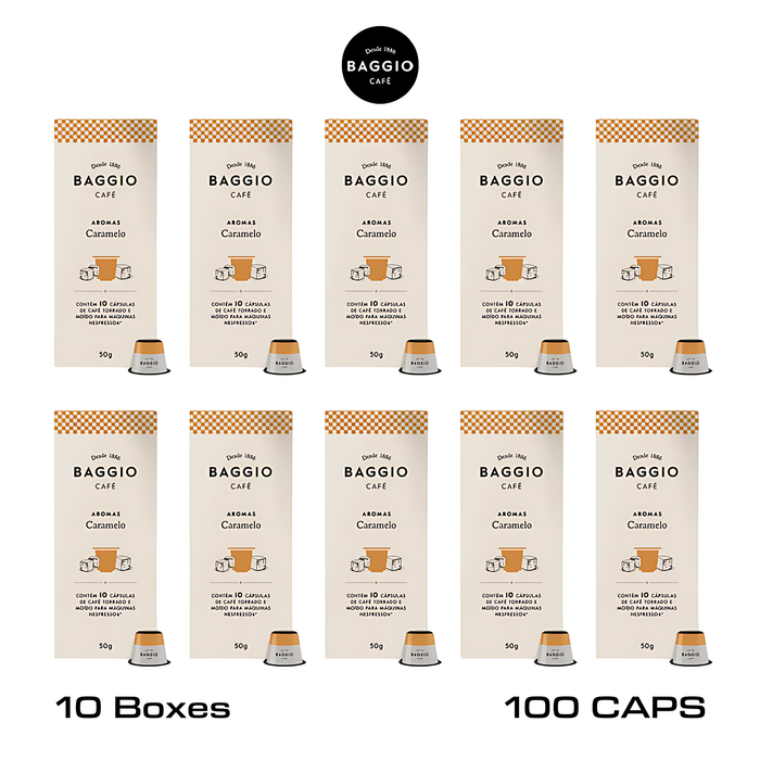Baggio 10-Pack Nespresso Capsules Aromas Caramelo - Box 10 Capsules MKPBR - Brazilian Brands Worldwide