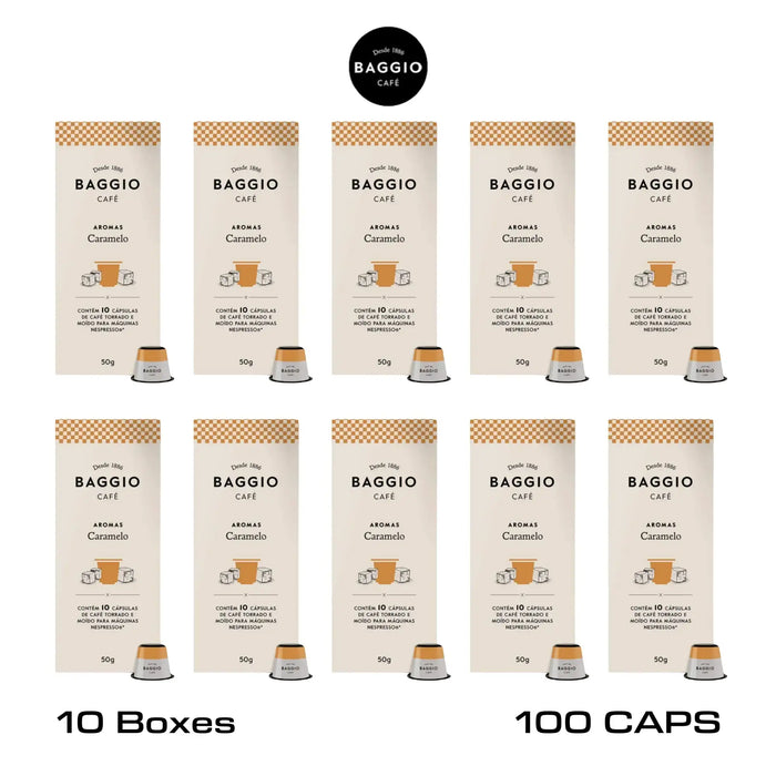 Baggio 10-Pack Nespresso Capsules Aromas Caramelo - Box 10 Capsules MKPBR - Brazilian Brands Worldwide