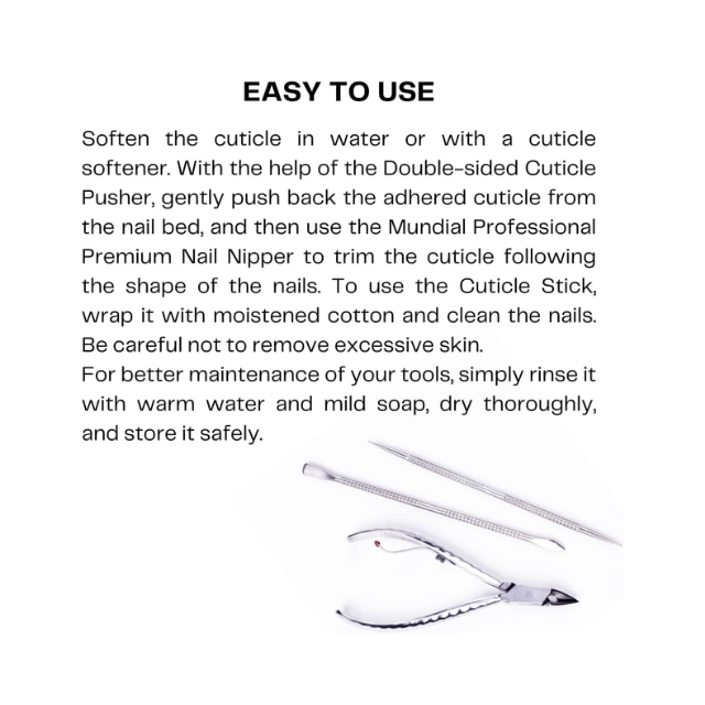 Mundial 778-EP Professional Premium Manicure Kit - Stainless Steel Cuticle Nipper, Spatula, and Stick for Salon-Perfect Results - 3.88 oz (110 g)