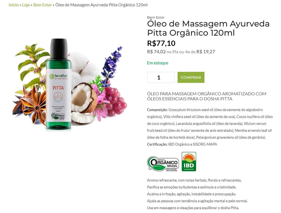 Personal Shopper | Buy from Brazil -	 Óleo de Massagem TERRA-FLOR - 10 items - DDP