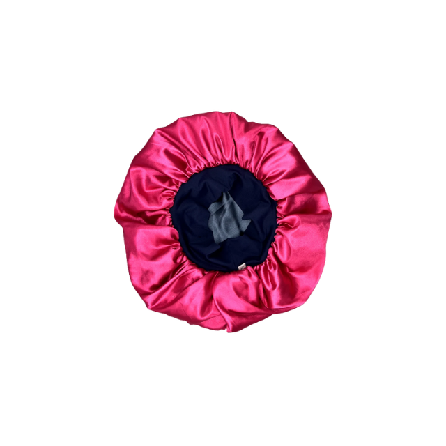 قبعة نوم ساتان مضادة للتجعد من Super Cacheada Premium ذات الجانبين مع حافة مرنة: لونان، ٤ مقاسات (صغير، متوسط، كبير، كبير جدًا)