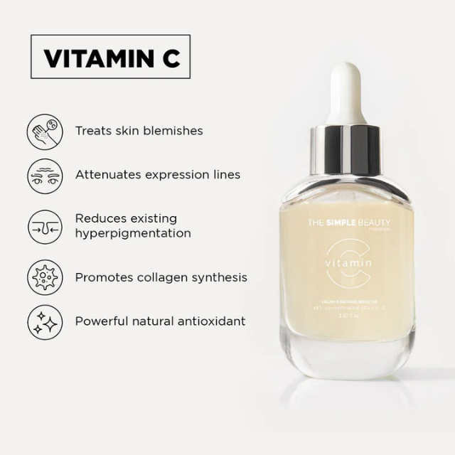 Simple Organic Vitamin C Serum 1 oz (30 ml) – Brightening, Antioxidant Defense & Tone Uniformity