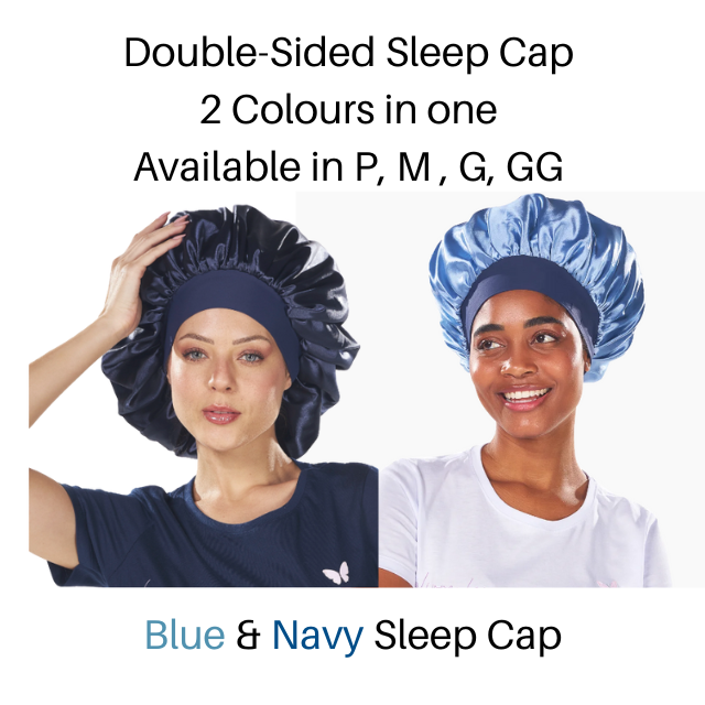 قبعة نوم ساتان مضادة للتجعد من Super Cacheada Premium ذات الجانبين مع حافة مرنة: لونان، ٤ مقاسات (صغير، متوسط، كبير، كبير جدًا)