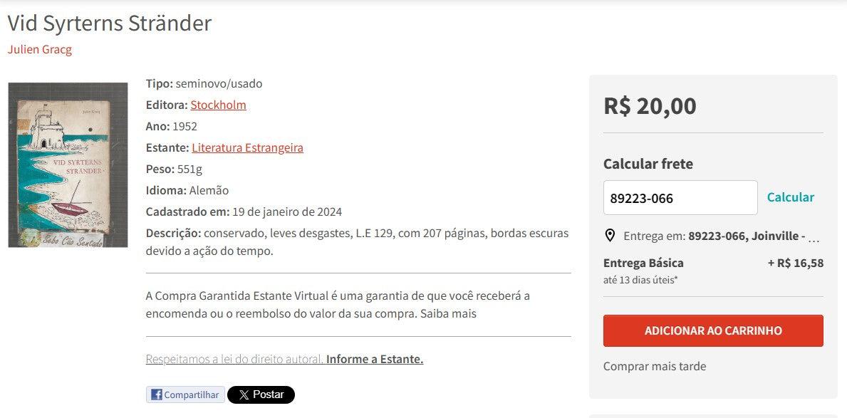 Comprador pessoal | Compre do Brasil - Livro Vid Syrterns Stränder- 1 item (DDU)