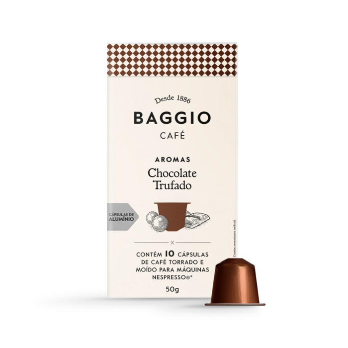 4 paquetes de cápsulas Nespresso® de trufa de chocolate BAGGIO: disfrute de una rica dicha de chocolate (4 x 10 cápsulas) - Café Arábica brasileño
