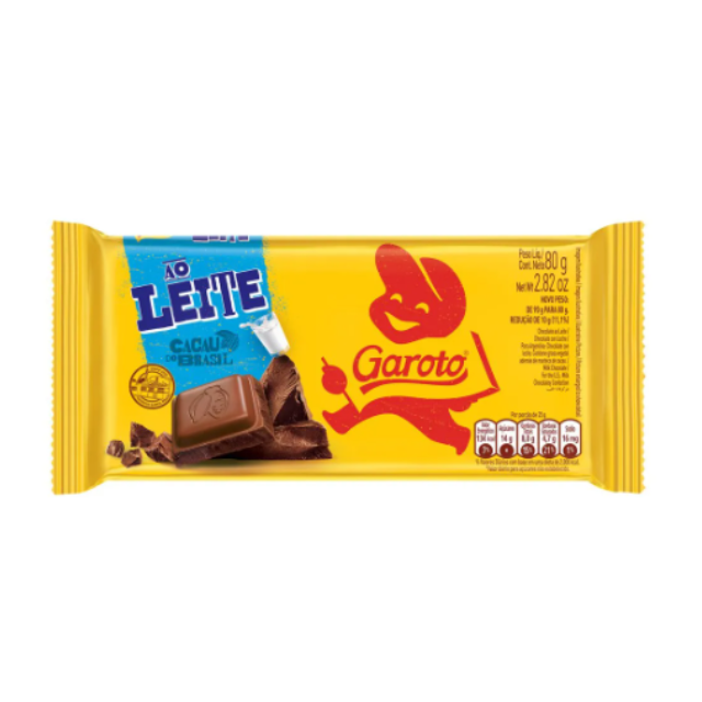 Tablette de chocolat au lait 80 g (2,82 oz) GAROTO - Paquet de 4