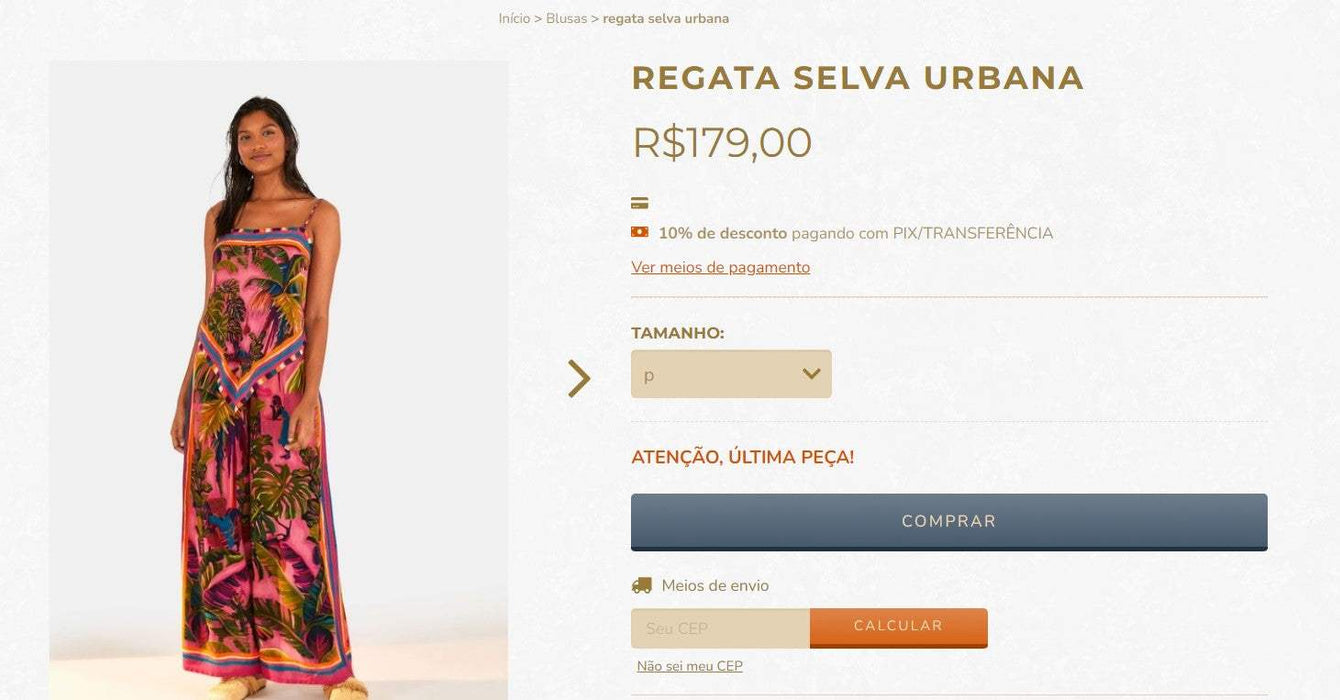Personal shopper | Acquista dal Brasile -REGATA SELVA URBANA - 1 articolo (DDU)