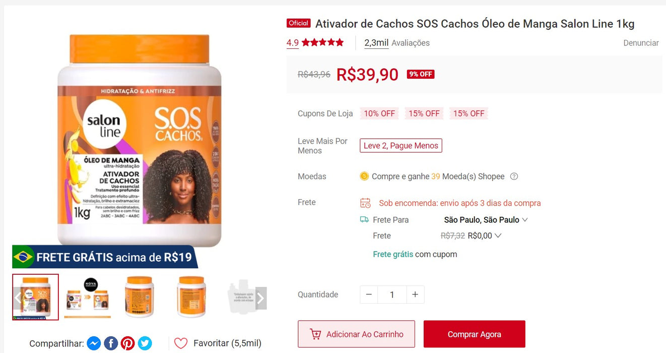 Personal Shopper | Compra desde Brasil - Champús para el cuidado del cabello - 28 ARTÍCULOS (DDP)