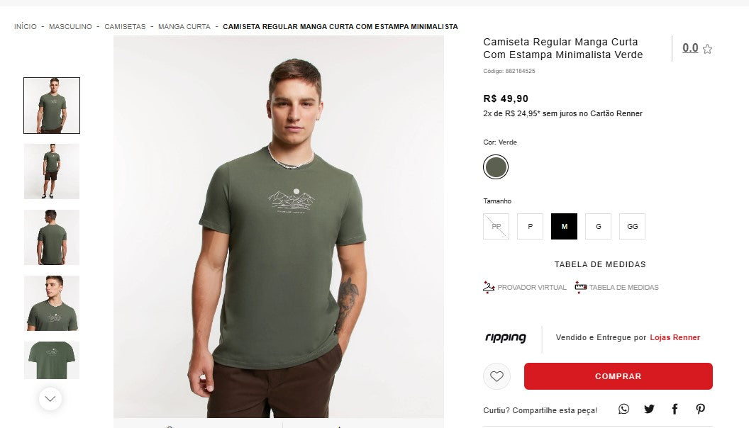 Comprador personal | Comprar desde Brasil -Camisetas Renner - 1 unidades (DDP)