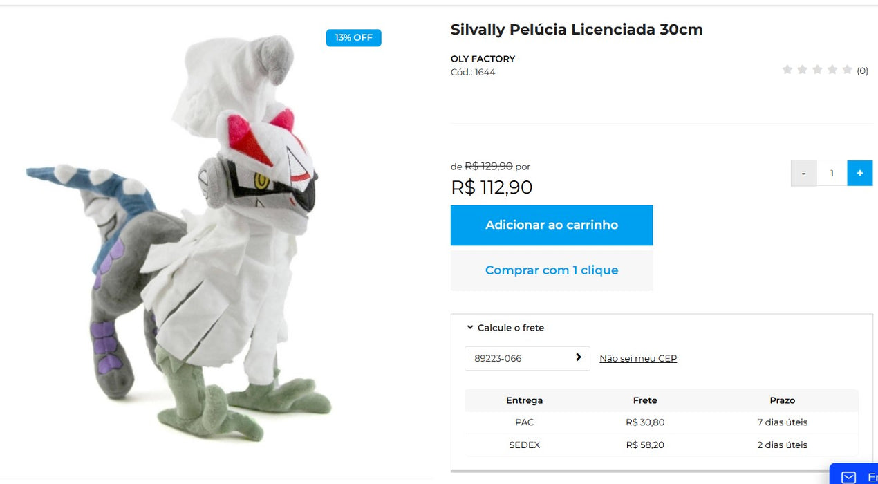 Personal Shopper | Acquista dal Brasile - Peluche Pokémon - 2 unità (DDP)