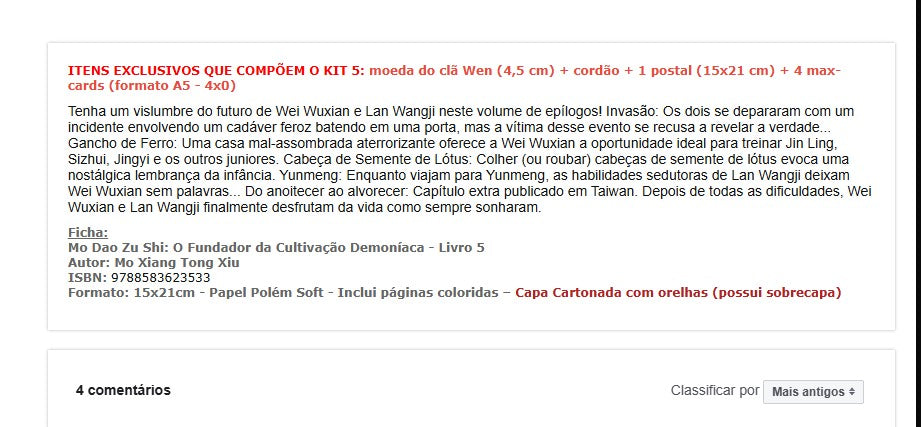 Personal Shopper | Acquista dal Brasile - Mo Dao Zu Shi: O Fundador da Cultivação Demoníaca (4 e 5) - 2 articoli - DDP