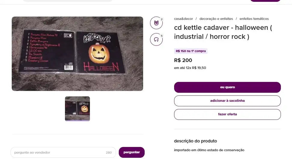 Persönlicher Einkäufer | Kaufen aus Brasilien - CD Kessel Kadaver - Halloween (Industriell / Horror Rock)em (DDP)