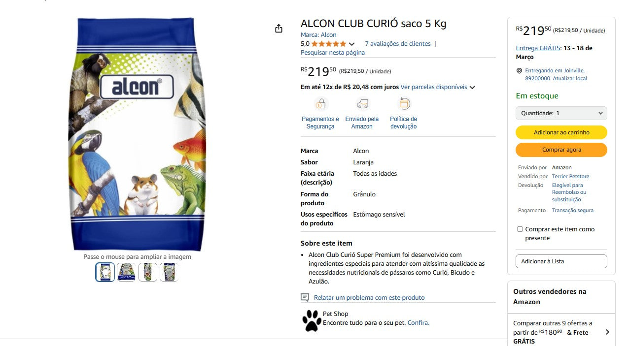 Personal Shopper | Buy from Brazil -  ALCON CLUB CURIÓ saco 5 Kg - 5 items (DDP)