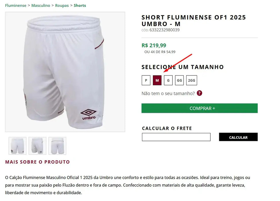 Personal Shopper | Buy from Brazil - Short Fluminense OF1 2025 Umbro M- 1 item  (DDP)