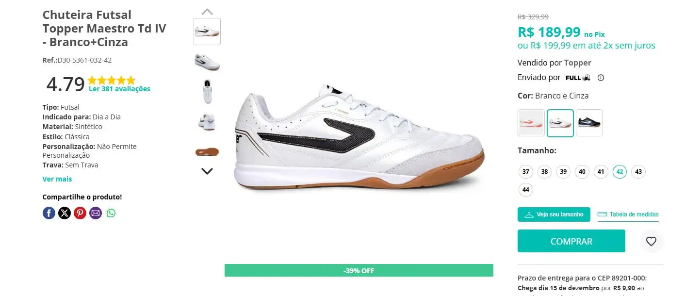 Personal Shopper | Buy from Brazil - Chuteira Futsal Topper - 4 pairs - (DDP)