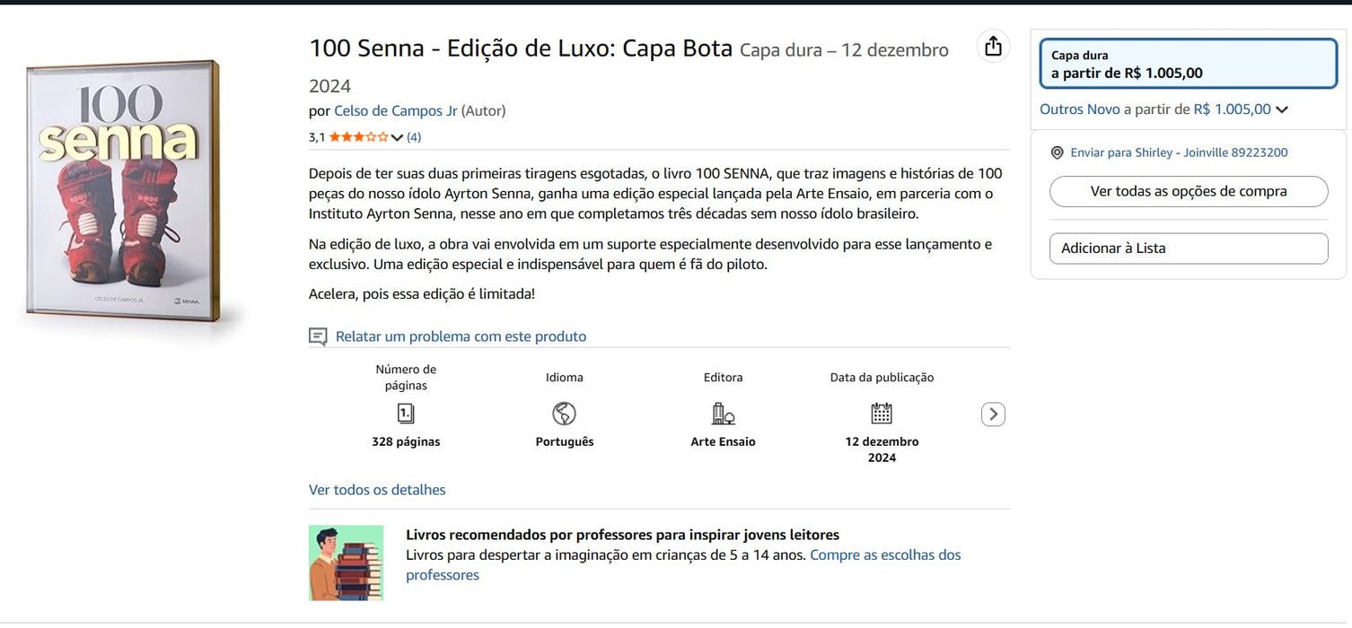 Personal Shopper | Buy from Brazil - 100 Senna - Edição de Luxo: Capa Bota  - 1 item - (DDP)