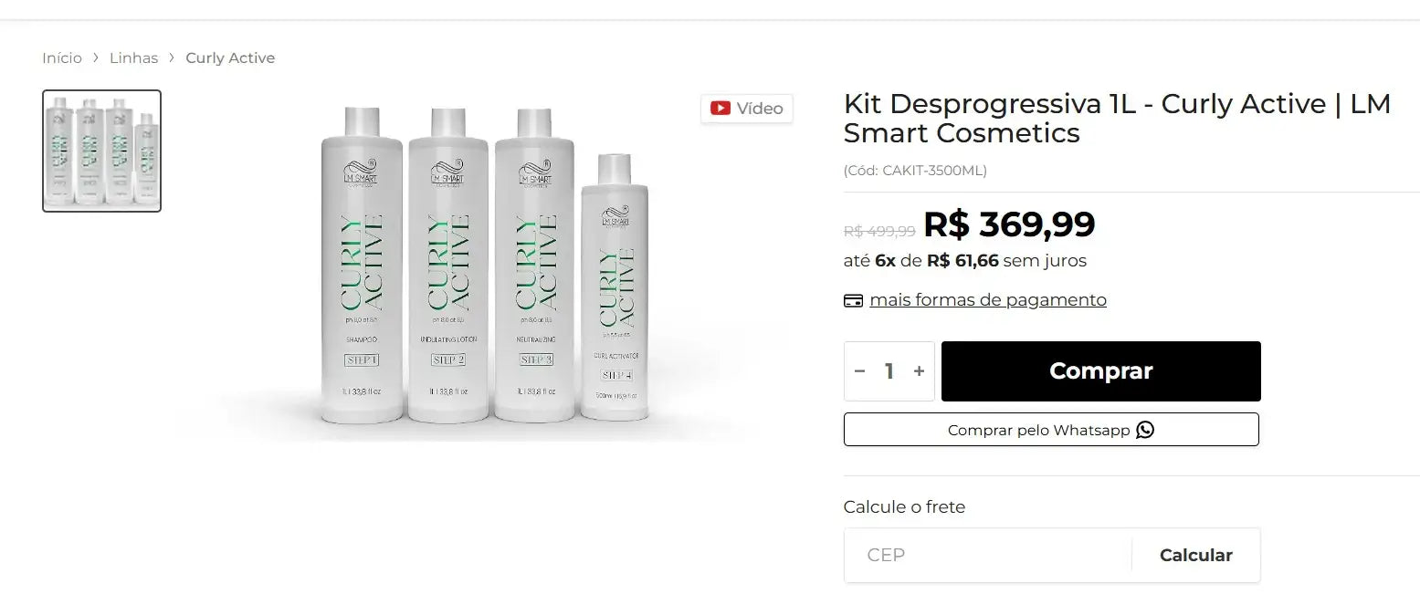 Personal Shopper | Kaufen Sie aus Brasilien -Kit Desprogressiva 1L - Curly Active | LM Smart Cosmetics - 1 Kit (DDP)