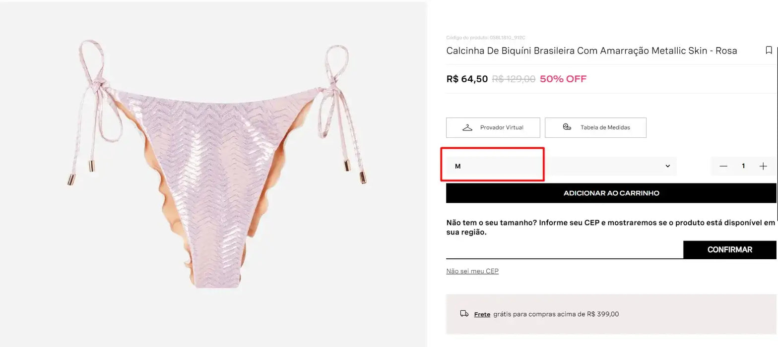 Personal Shopper | Kaufen Sie aus Brasilien - Calcinha De Biquíni Brasileira Com Amarração Metallic Skin - Rosa - 1 Einheit (DDP)