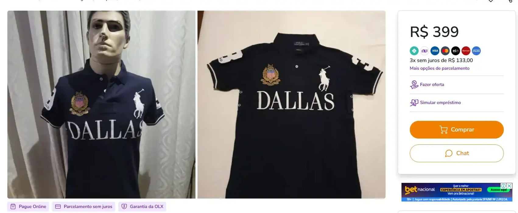 Personal shopper | Buy from Brazil  -Camisas polo Ralph Lauren Dallas tamanho P -  1 item (DDP)