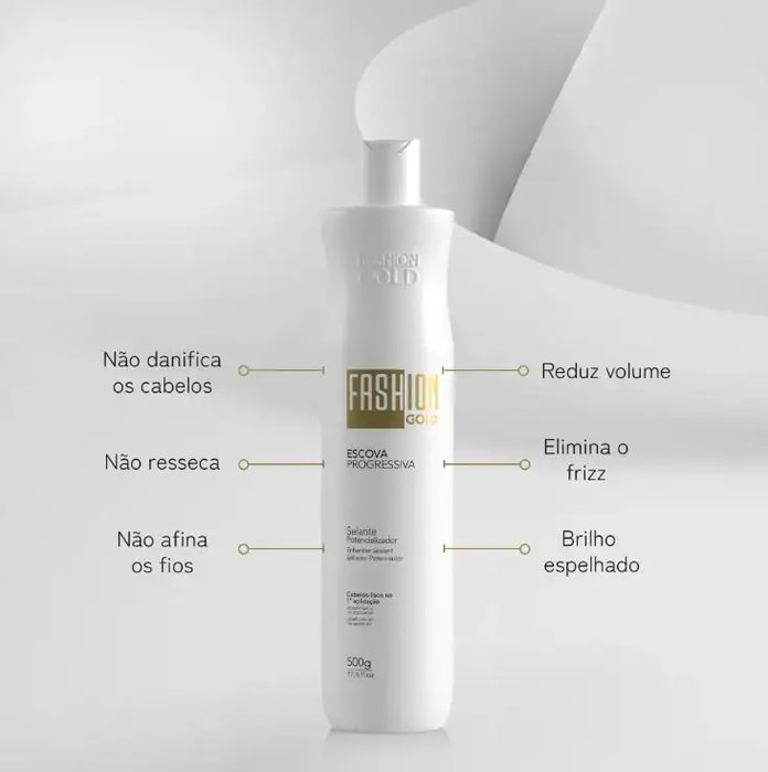 Personal Shopper | Acquista dal Brasile - Escova Progressiva Fashion Gold + Progressiva Prohall Selagem Capilar Select On Selante - 500ml - 2 unità (DDP)