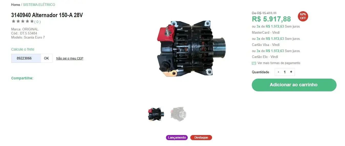 Personal Shopper | اشترِ من البرازيل - 3140940 المولد 150-A 28V (DDP)