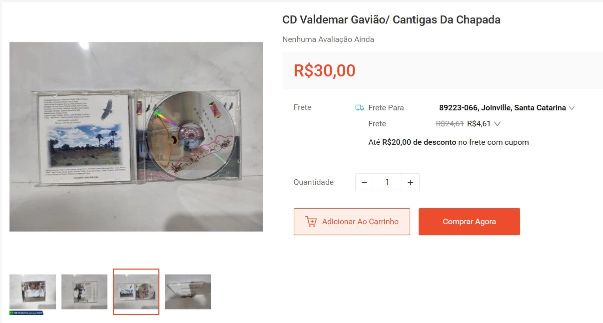 Personal Shopper | Buy from Brazil -CD Valdemar Gavião/ Cantigas Da Chapada (DDP)