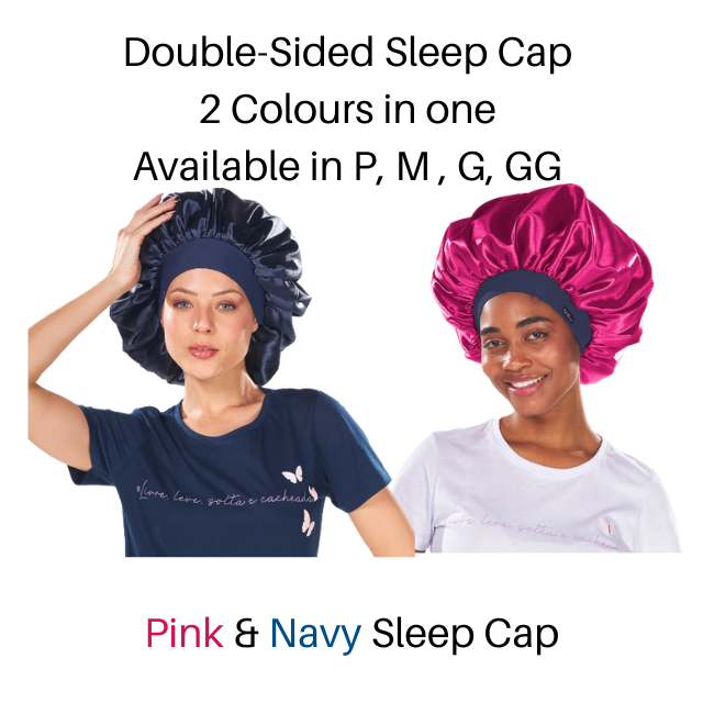 قبعة نوم ساتان مضادة للتجعد من Super Cacheada Premium ذات الجانبين مع حافة مرنة: لونان، ٤ مقاسات (صغير، متوسط، كبير، كبير جدًا)
