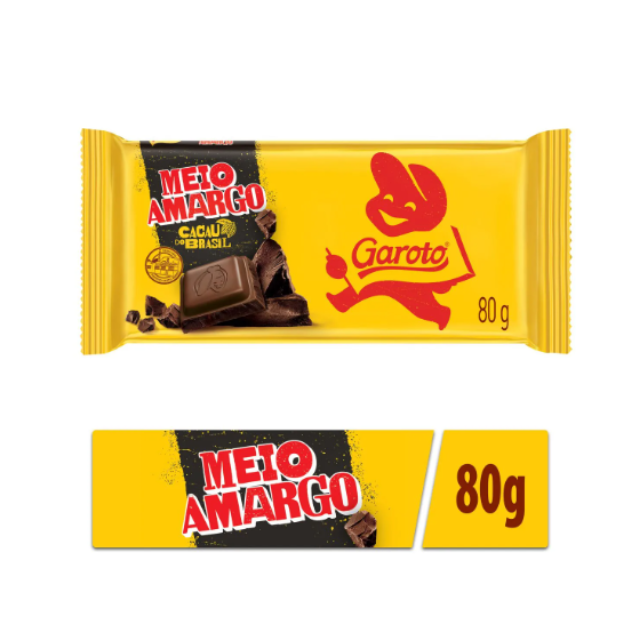 Polosladká čokoládová tableta 80 g (2,82 oz) GAROTO – balení po 4 kusech