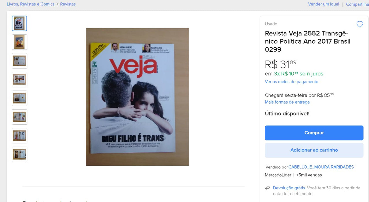 Personal Shopper | Buy from Brazil -Revista Veja 2552 Transgênico Política Ano 2017 Brasil - 1 item-  DDP