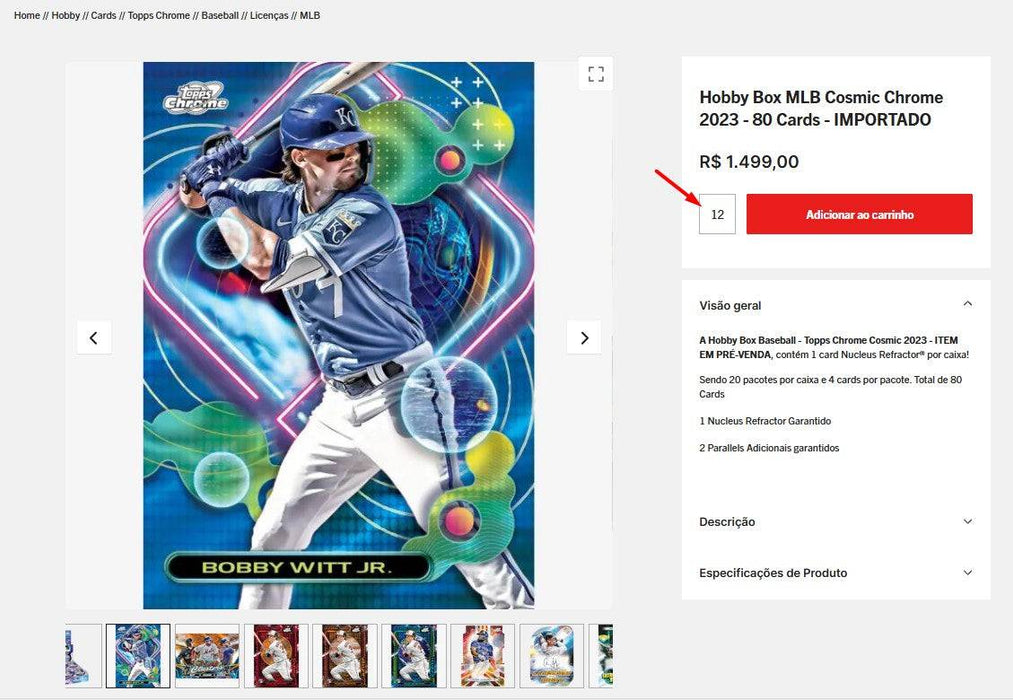 Personal Shopper | Buy from Brazil - Hobby Box MLB Cosmic Chrome 2023 - 80 Cards - IMPORTADO - 12 BOXES- DDP