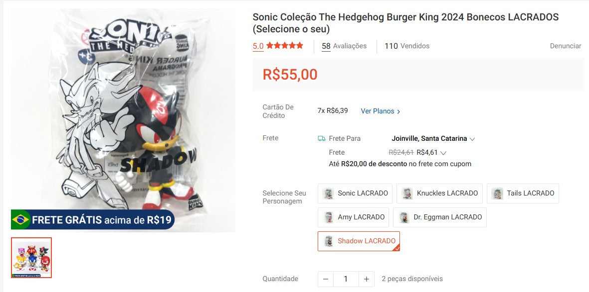 Comprador pessoal | Compre do Brasil - Sonic Collectibles - 1 kits - DDP