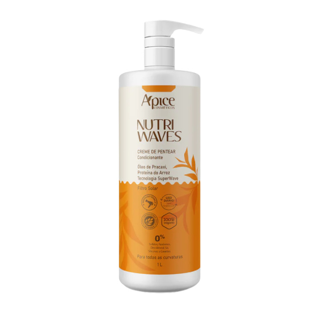Ápice Nutri Waves Conditioning Leave-In Cream 1L for Defined Soft Waves and Curls – Buy now at MKPBR.COM – Worldwide Shipping