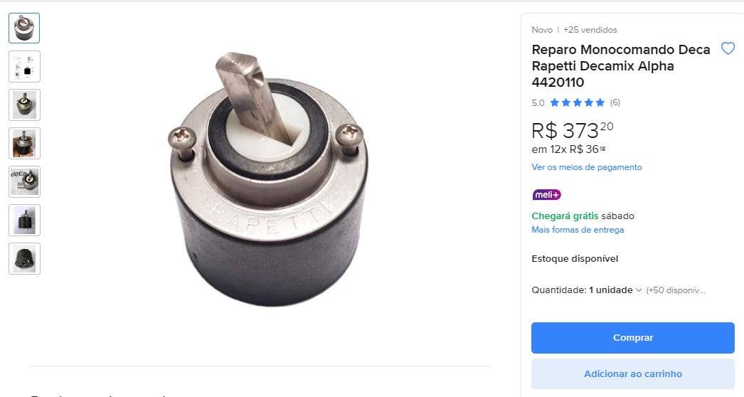 Personal Shopper | Buy from Brazil -Reparo Monocomando Deca Rapetti Decamix Alpha 4420110 - 1 item (DDP)