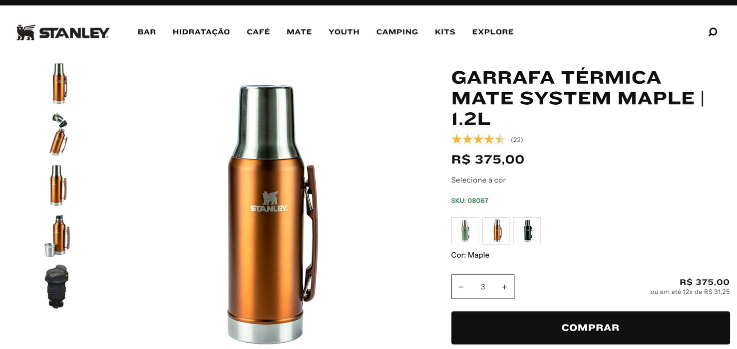 Comprador personal | Comprar en Brasil - Sistema Garrafa Térmica Mate - 9 ARTÍCULOS - DDP