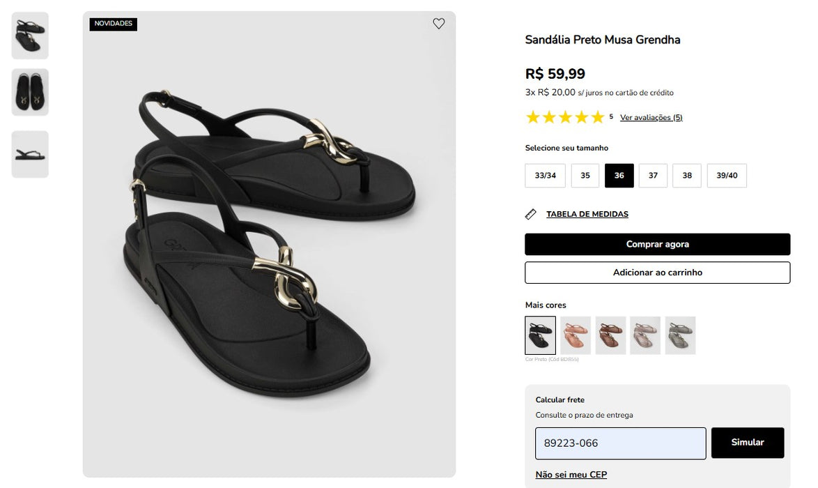 Personal Shopper | Buy from Brazil -Grendene sandals 36BR - 2 items -  DDP