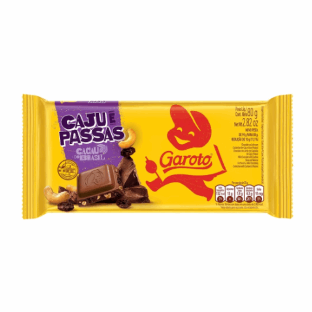 4-Pack Milk Chocolate with Cashews and Raisins Tablet - 4 x 80g (2.82oz) GAROTO