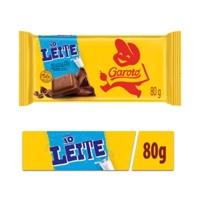 Tablete de Chocolate ao Leite 80g (2.82oz) GAROTO - Pacote de 4