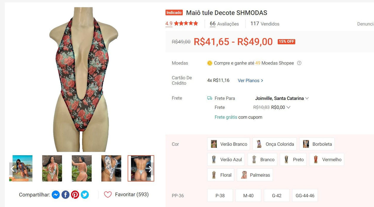 Personal shopper | Acquista dal Brasile - Maiô tule Decote SHMODAS -2 articoli (DDP)
