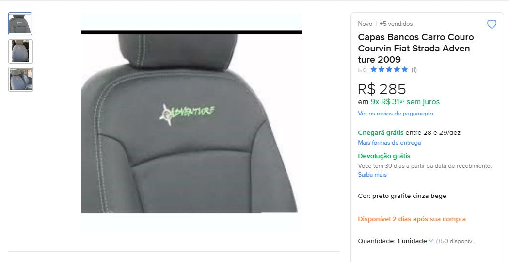 Personal Shopper | Buy from Brazil -Car Parts - Seat cover - 1 kit (DDP)