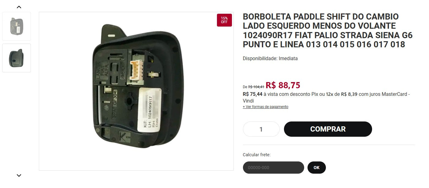 Personal Shopper | Comprar en Brasil -Borboleta Paddle Shift do Cambio Lado Esquerdo - 1 artículo (DDP)