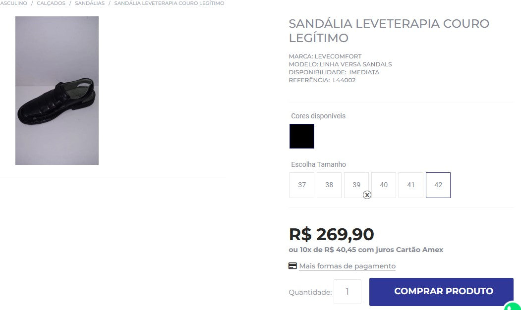 Personal Shopper | Buy from Brazil - kit Pelúcias - Sandália LeveTerapia Couro Legítimo - 1 pair (DDP)