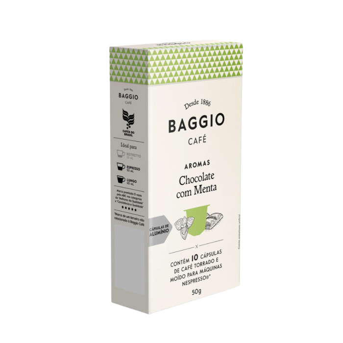 4 Packs BAGGIO Chocolate Mint Nespresso® Capsules: A Refreshing Fusion of Chocolate and Mint (4 x 10 Capsules) -Brazilian Arabica Coffee