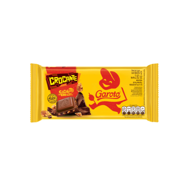 Crunchy Chocolate Crocante Tablet 80g (2.82oz) GAROTO Pack of 4