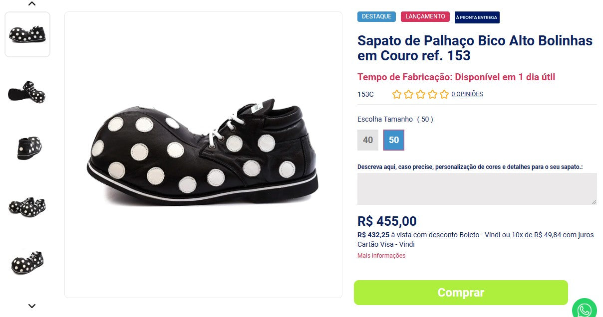 Osobní nakupující | Koupit z Brazílie -Klaunské boty - 2 páry (DDP)