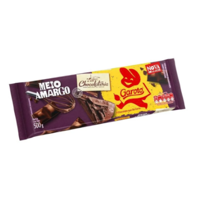 Barre de Chocolat Mi-Sucré Glaçage 500gr (17.63oz) - Garoto - Paquet de 5