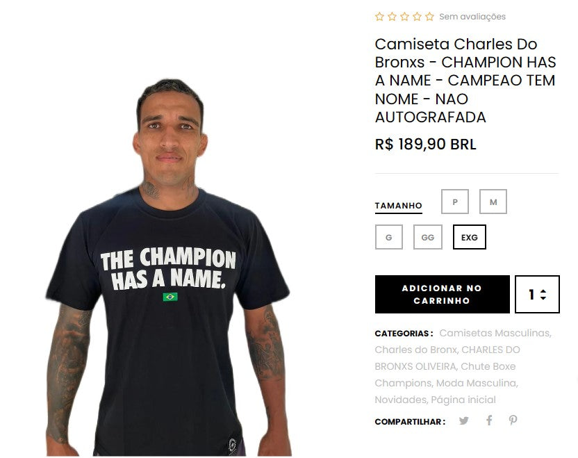 المتسوق الشخصي | الشراء من البرازيل -Camiseta Charles Do Bronxs- قطعتان (DDP)